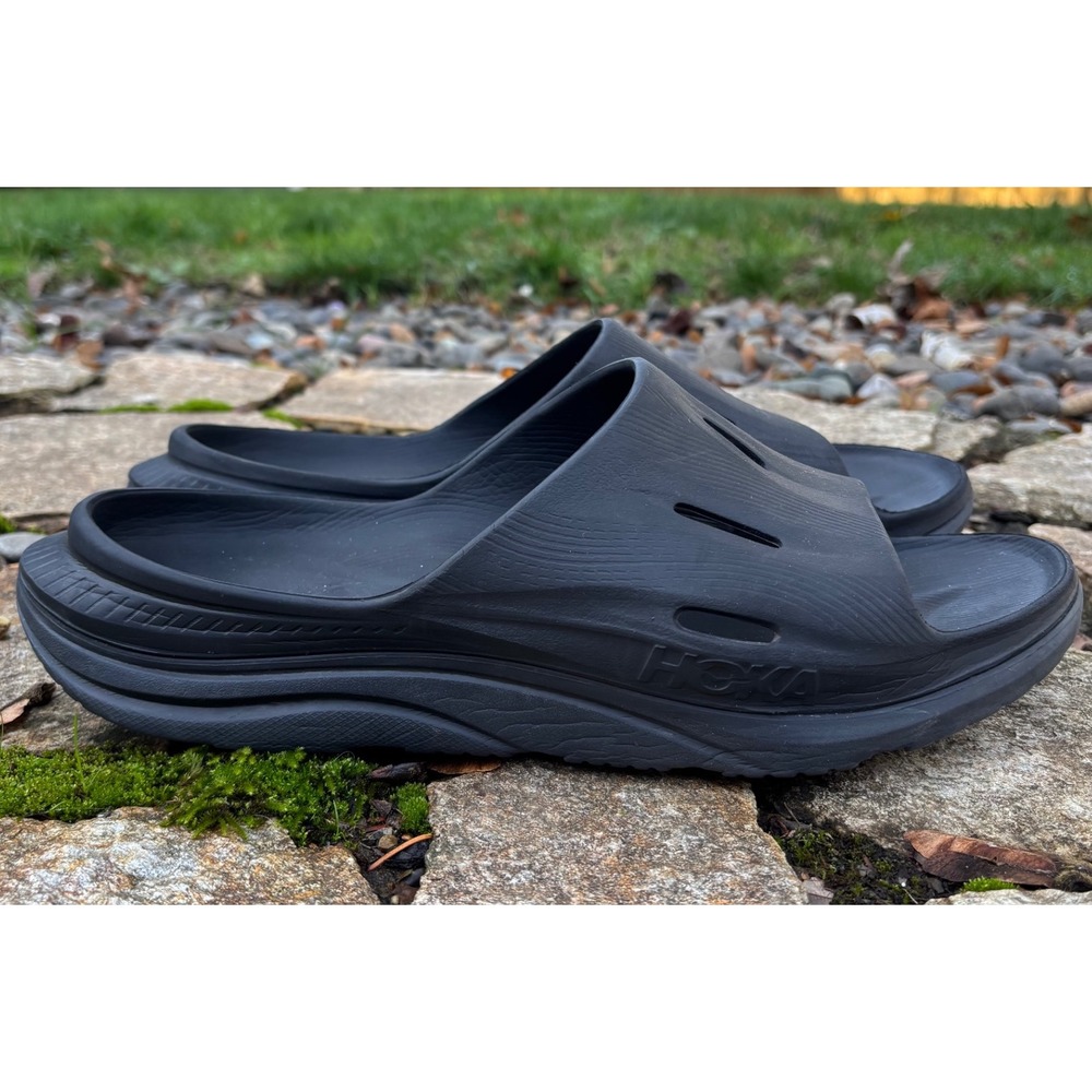 Hoka Men's Ora Recovery Slides Black Slip On Comfort Athleisure Size 12